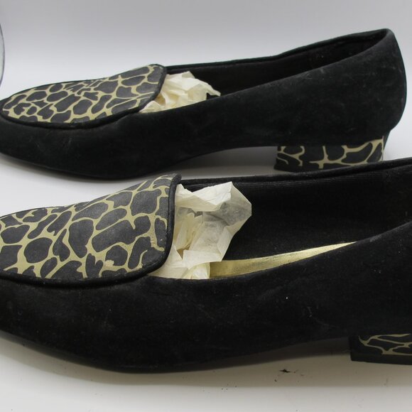 Amanda black velvet flats with giraffe print - 8.5S - Picture 4 of 7